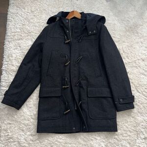 Nautical Mens Hooded Winter Jacket Coat Wool Blend size M